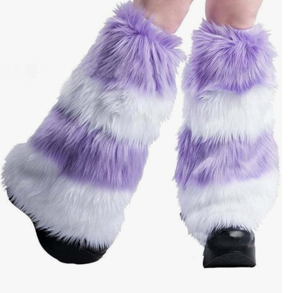 Faux Fur Leg Purple Warmers